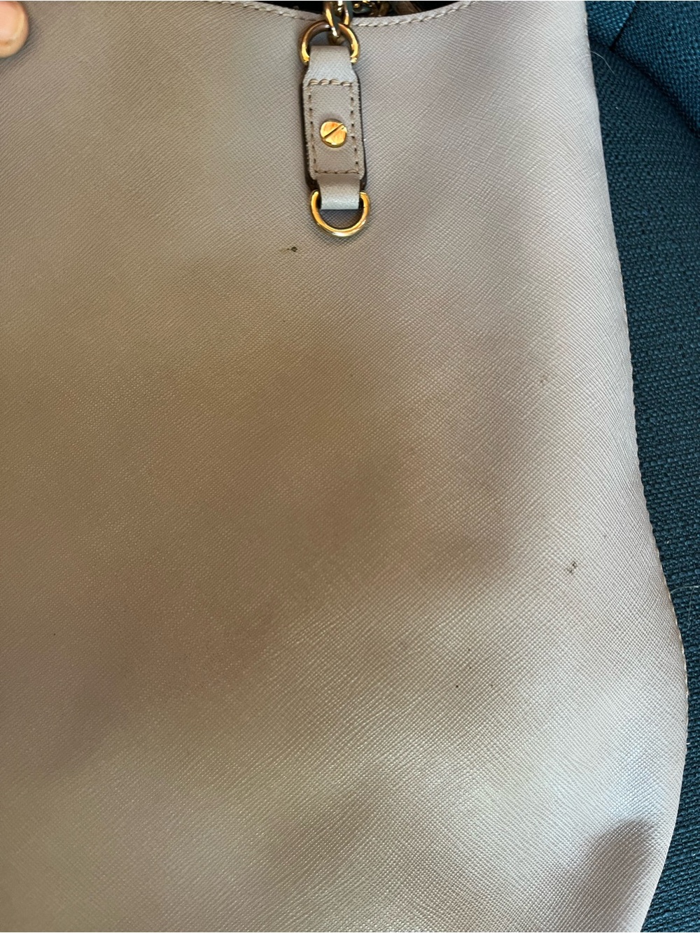 Michael Kors MK Chain-Handle Tote Bag - Gray Pebbled Leather - Picture 14 of 16